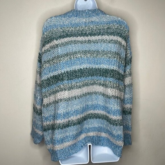 aeo Oversized Chunky Knit Blue Striped Sweater Size XS - Picture 2 of 7